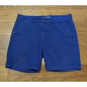 Peter Manning NYC 7" Chino Shorts Men's Size 38 Blue Navy Comfort Stretch Casual